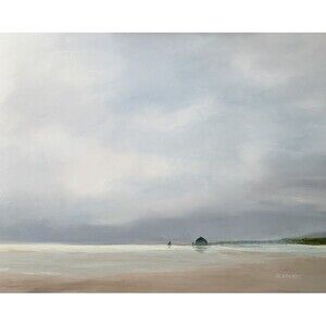 Original Oil Painting Cannon Beach Oregon Coast Haystack Rock Sea 16x20" Signed